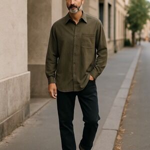 Stafford‎ Relaxed Fit Button Down Shirt Long Sleeve Olive Green X-Tall